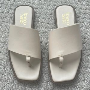 Beige Genuine Leather Thing Sandals